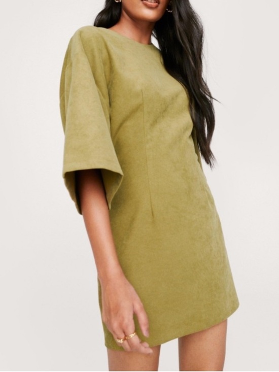 Nasty Gal Dresses & Skirts - Nasty Gal Olive Boxy Mini Dress with Elbow Sleeves